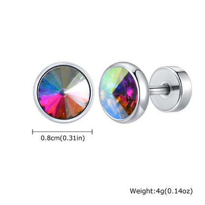 Stainless Steel Men’s Earrings | 8mm Multi-Faceted Screw Back Stud