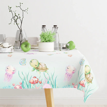 Marine Organism Printed Tablecloth Underwater World Birthday Party Decoration Kid Under the Sea Ocean Party Supplies Table Cloth