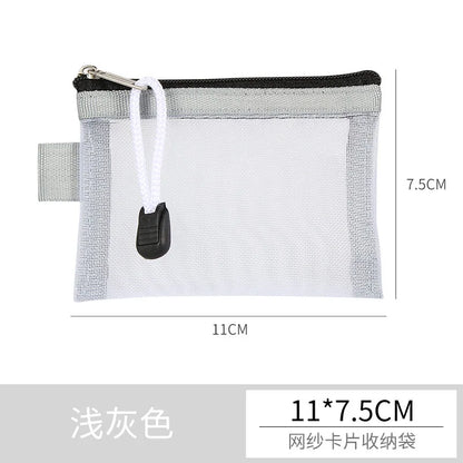 Mini Transparent Mesh Zipper Card Storage Bag | Portable Nylon Coin Purse