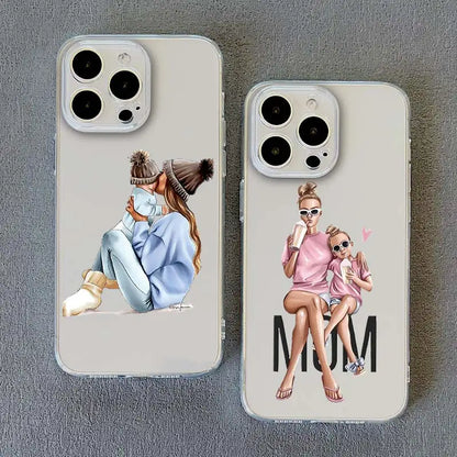 Family Mama Of Girl Mom Clear Phone Case For iPhone