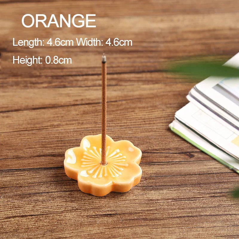 Ceramic Cherry Blossom Incense Holder | Aromatherapy Burner for Home & Office