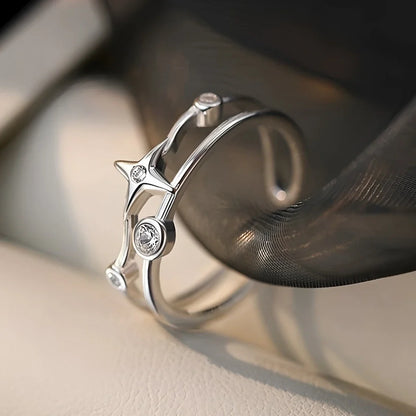 VENTFILLE 925 Sterling Silver Twisted Croissant Ring | Minimalist Chunky Geometric Jewelry
