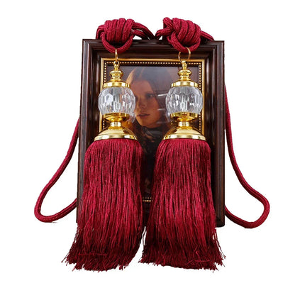1Pair Tassel Curtain Tieback Crystal Bead Hanging Ball Tie Room Accessories Holder Buckle Rope Bandage Holdback Window Shade