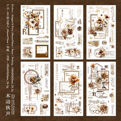 Journal GO 6pcs Vintage Flower Stickers | Fresh Plant Collage for Scrapbooking