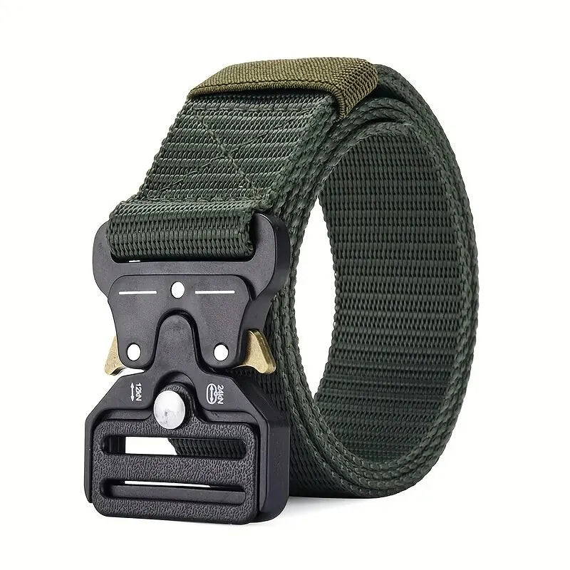 Unisex Tactical Nylon Canvas Belt with Compass, Durable Outdoor & Jeans Belt 1.5 in (3.8 cm) Wide