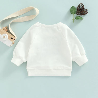 Baby Long Sleeve Letter Print Sweatshirt | Soft Cotton Blend Pullover for Girls