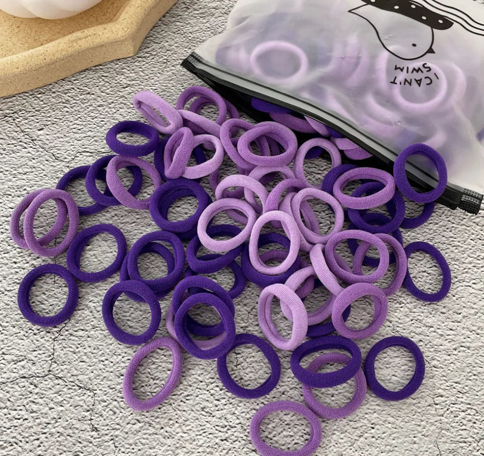 50/100-Pack Colorful Nylon Hair Bands for Kids - Elastic Scrunchie Hair Ties & Ponytail Holders for Girls