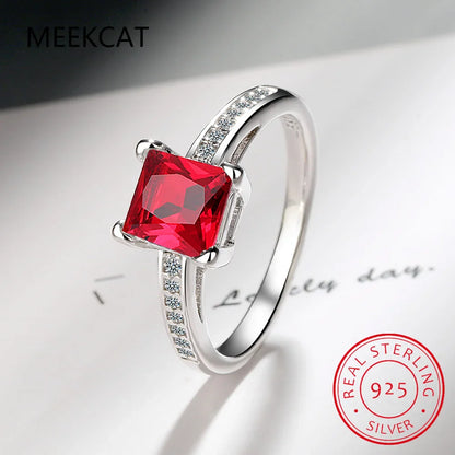 Princess Cut Moissanite Engagement Ring | 925 Sterling Silver Bridal Set