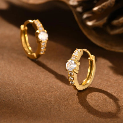 Heart-Shaped Zircon Earrings for Women | Stainless Steel Gold Hoop Earrings