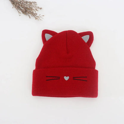 Baby Cartoon Cat Ears Knitted Hat | Warm Cotton Beanie for Toddlers