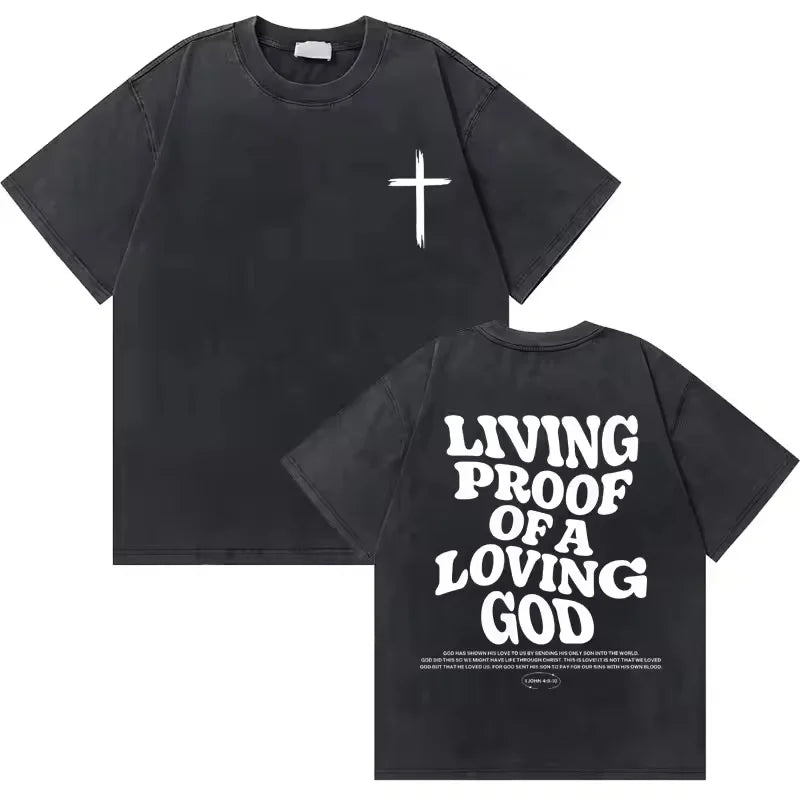 Washed Vintage Jesus Christian Graphic T-Shirt | Casual Oversized Bible Verse Tee