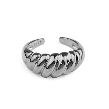 VENTFILLE 925 Sterling Silver Twisted Croissant Ring | Minimalist Chunky Geometric Jewelry