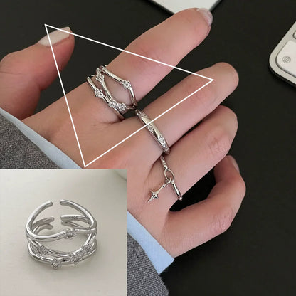 VENTFILLE 925 Sterling Silver Flower Lace Ring | Korean Fashion Adjustable CZ Ring