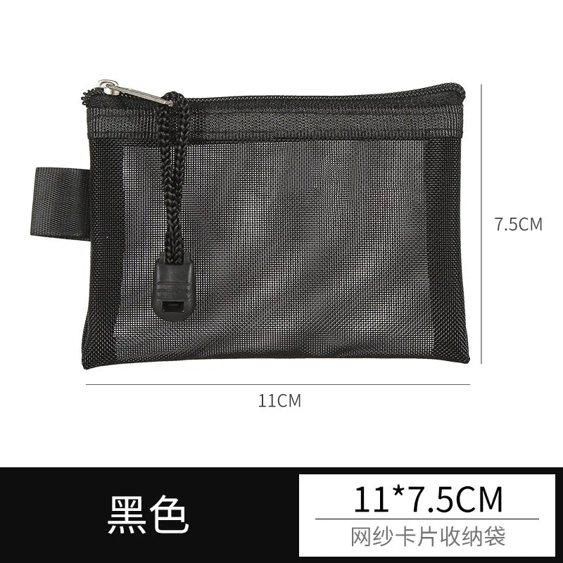 Mini Transparent Mesh Zipper Card Storage Bag | Portable Nylon Coin Purse