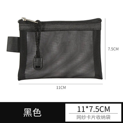 Mini Transparent Mesh Zipper Card Storage Bag | Portable Nylon Coin Purse