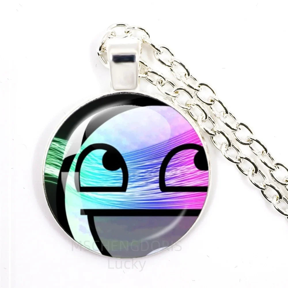 Funny Meme Cartoon Glass Pendant Necklace | Unisex Party Jewelry Gift