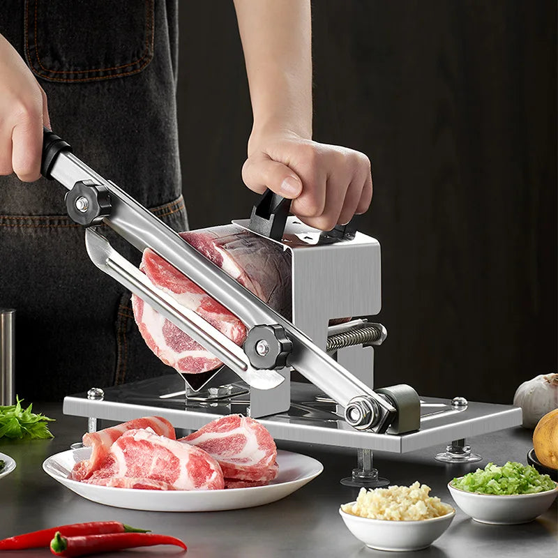 Adjustable Pork Belly & Vegetable Slicer – Frozen Meat Cutter, Stainless Steel Kitchen Slicer