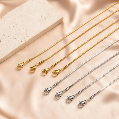Stainless Steel Gold Square Snake Chain Necklace | Unisex Minimalist Jewelry