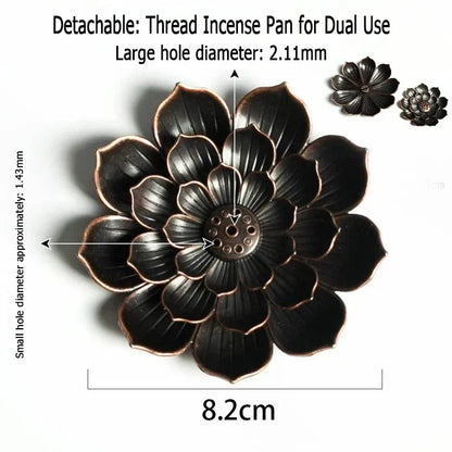 Lotus Flower Incense Burner | Metal Wax Melt Holder for Temple and Home