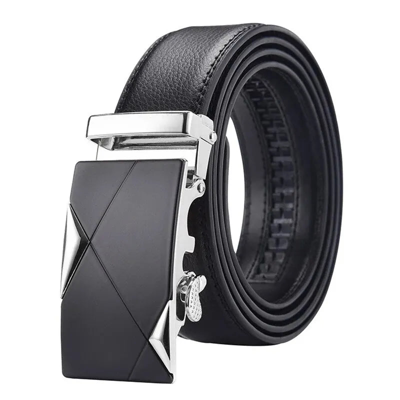 Men's PU Leather Belt with Metal Buckle — 3.5 cm (1.4 in) Wide Dress & Casual Belt for Jeans and Cargo Pants