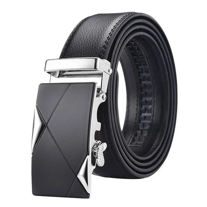 Men's PU Leather Belt with Metal Buckle — 3.5 cm (1.4 in) Wide Dress & Casual Belt for Jeans and Cargo Pants
