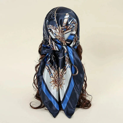 Satin Square Scarf – Elegant 2025 Print Hijab, Shawl & Hair Wrap