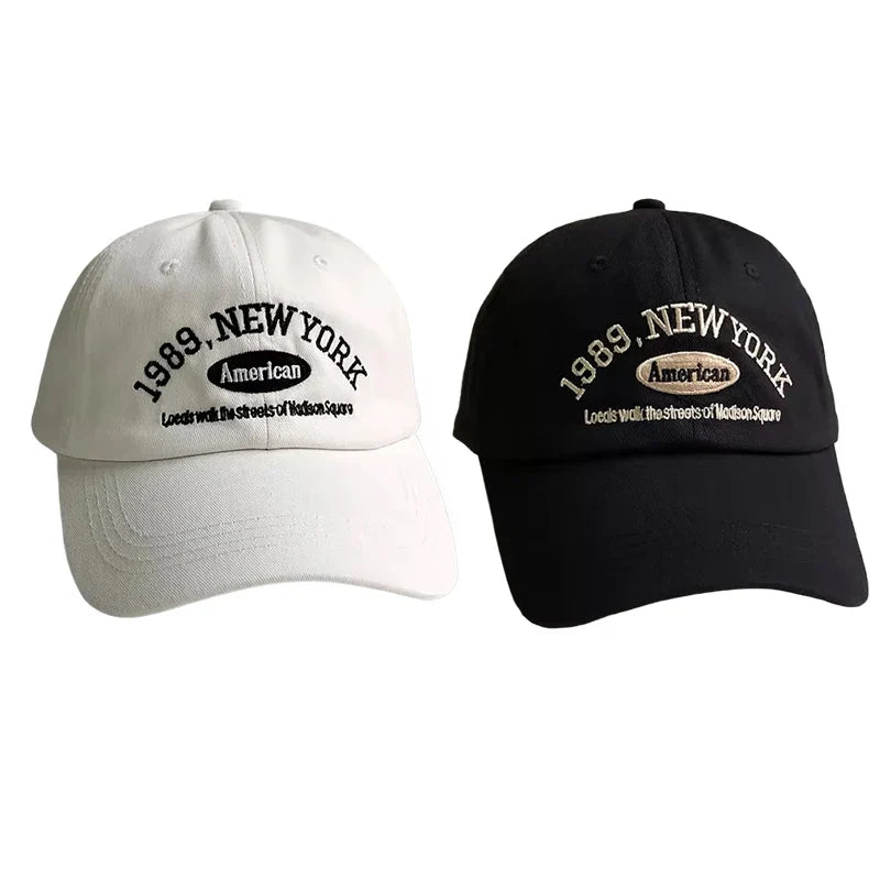 Korean Retro Embroidered Letter Baseball Cap - Unisex Casual Sun Protection Hat