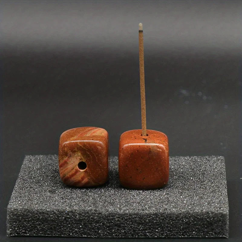 Natural Agate Stone Incense Holder | Square Wire Stick Incense Burner with Unique Pattern