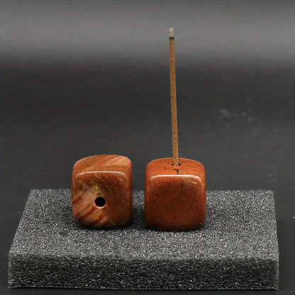 Natural Agate Stone Incense Holder | Square Wire Stick Incense Burner with Unique Pattern