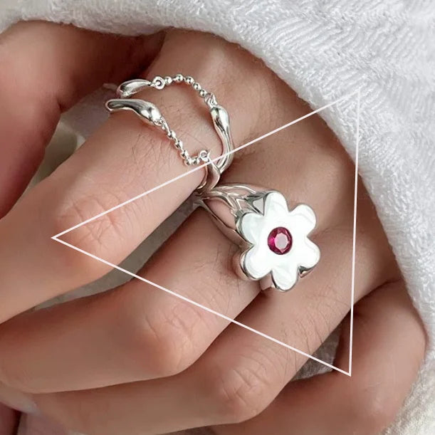 VENTFILLE 925 Sterling Silver Flower Ring | Hollow Out Retro Jewelry for Women