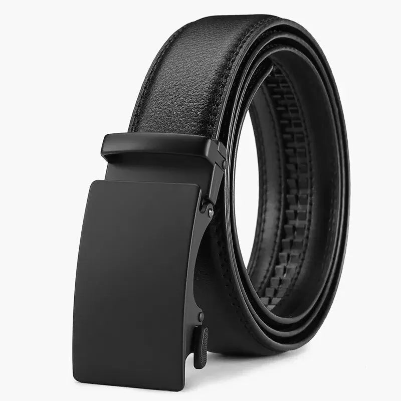 Men's PU Leather Belt with Metal Buckle — 3.5 cm (1.4 in) Wide Dress & Casual Belt for Jeans and Cargo Pants