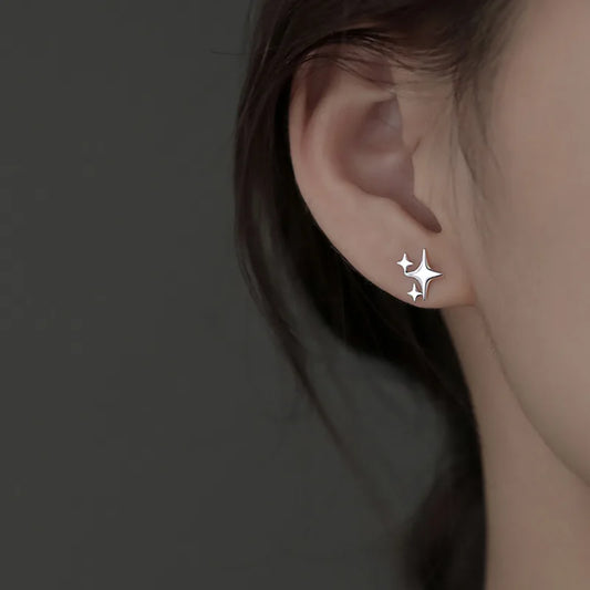 VENTFILLE Gold Star Stud Earrings | Asymmetrical 925 Silver Fashion Jewelry for Women