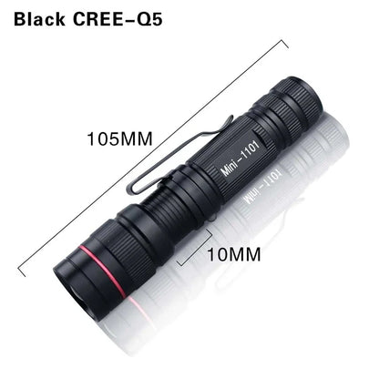 Mini LED Flashlight Q5 | Portable Torch with 3 Modes, Waterproof, AA Battery Powered