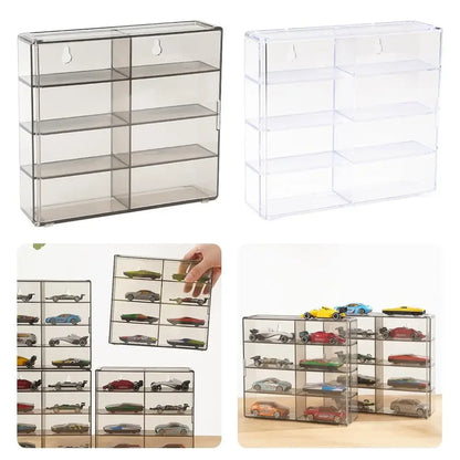 1:64 Acrylic Car Display Box For Hot Wheels Car Model Toy 8 Grid Cabinet Rack Dustproof Stackable Car Storage Box For Hotwheels