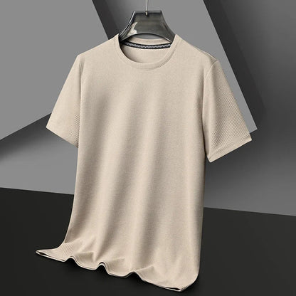 Men's Waffle Knit Short Sleeve Tee - Round Neck Casual Summer T-Shirt