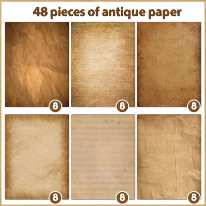48 Sheets Vintage Scrapbook Paper Set | A4 Retro Junk Journal Collage Supplies