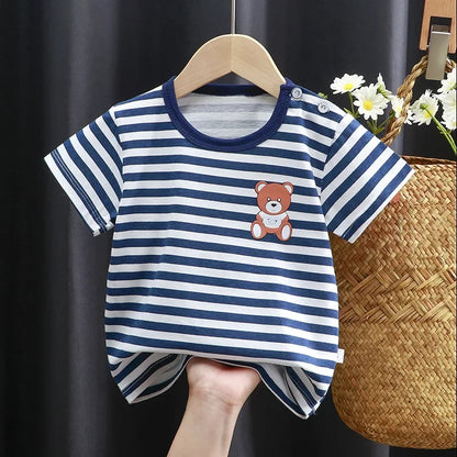 Kids Cartoon Cotton T-Shirt – Soft Summer Tee for Babies and Toddlers, Unisex Casual Top