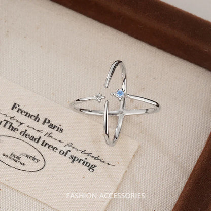 VENTFILLE 925 Sterling Silver Flower Lace Ring | Korean Fashion Adjustable CZ Ring