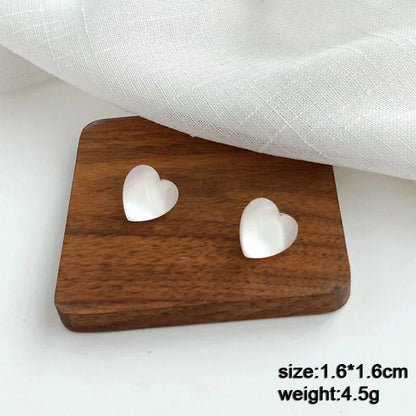 White Flower & Butterfly Dangle Earrings – Acrylic Pearl Heart Jewelry