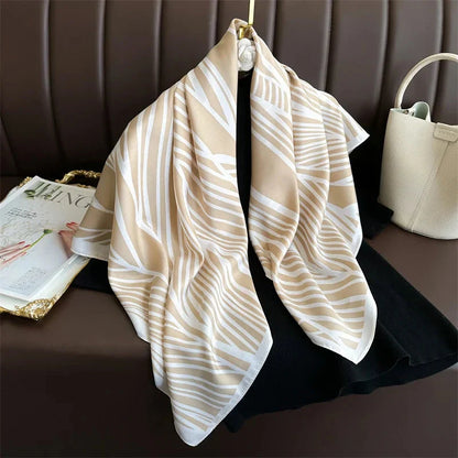 90x90cm Square Silk-Feel Scarf – Luxury Women’s Shawl & Head Wrap