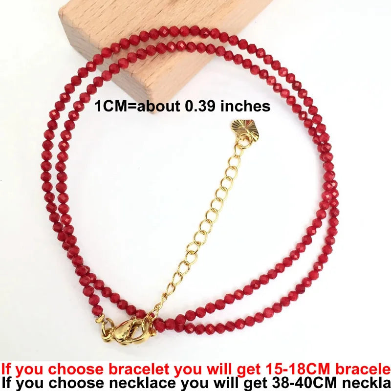Faceted Gemstone Bead Choker Necklace and Bracelet Set | Natural Stone Jewelry for Men and Women