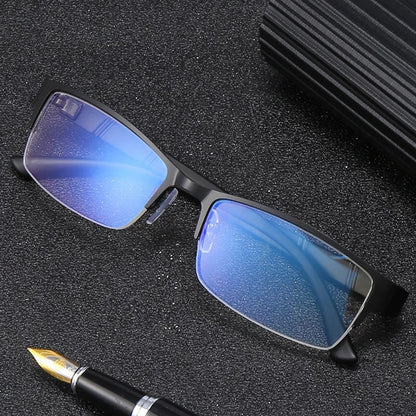 Unisex Half-Frame Reading Glasses - Metal Rectangle Readers for Presbyopia, +1.0 to +3.5 Diopters