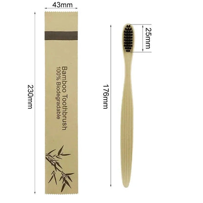 Natural Colorful Toothbrush Eco Soft Bristle Bamboo Toothbrush Bamboo Charcoal Vegan Tooth Dental Oral Care Plastic Free 10Pcs