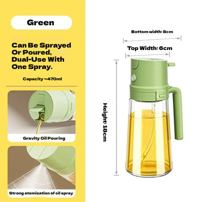 2 in 1 Oil Sprayer and Dispenser Bottle | Cooking Oil Spray Bottle for BBQ, Air Fryer, and Salad