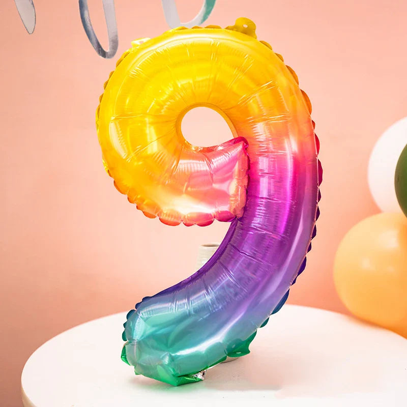 Rainbow Jelly Number Balloon 16 Inch | Birthday Party Decoration