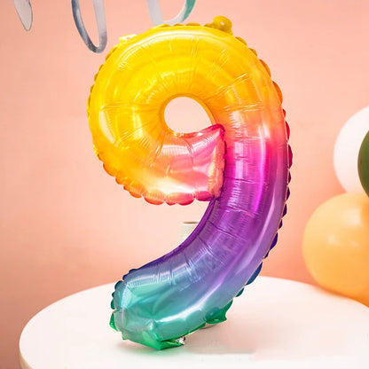Rainbow Jelly Number Balloon 16 Inch | Birthday Party Decoration