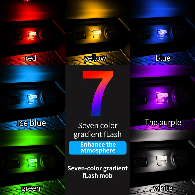 Car USB LED Atmosphere Light | Touch Control Car Interior Decoration Lamp