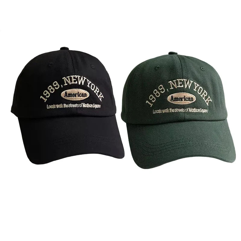 Korean Retro Embroidered Letter Baseball Cap - Unisex Casual Sun Protection Hat