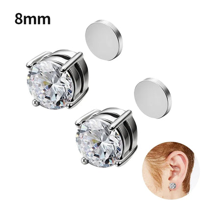 Fashion Crystal Magnetic Clip Ear Stud | Non Piercing Earrings for Men Women