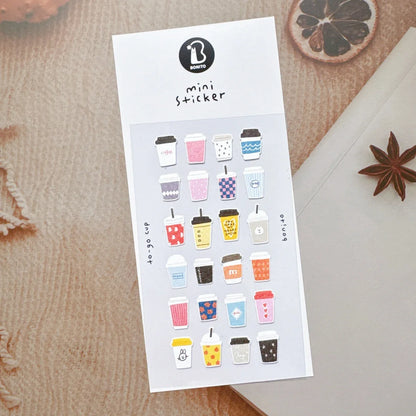 Mini Coffee Cartoon Stickers for Scrapbooking and DIY Journal | Cute Stationery Set